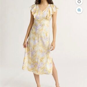 Time and Tru Yellow and Purple Ruffle Dress